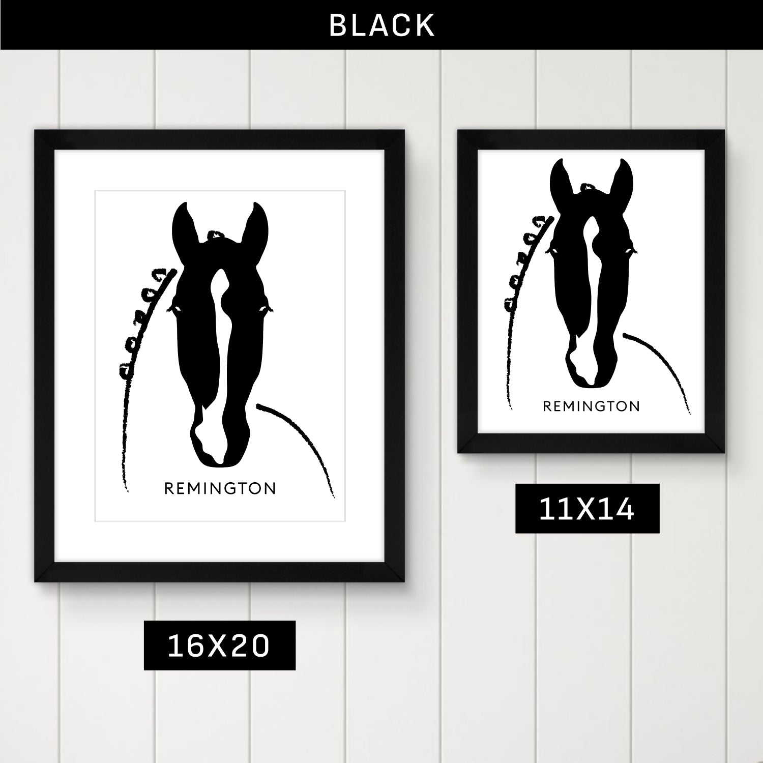 Custom Framed Horse Silhouette, Personalized with Your Horse's Markings