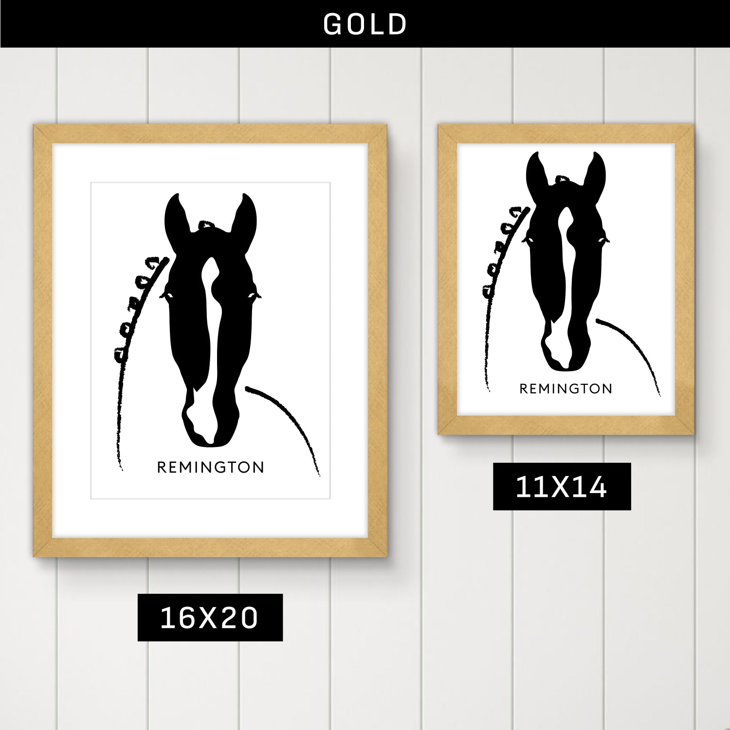 Custom Framed Horse Silhouette, Personalized with Your Horse's Markings