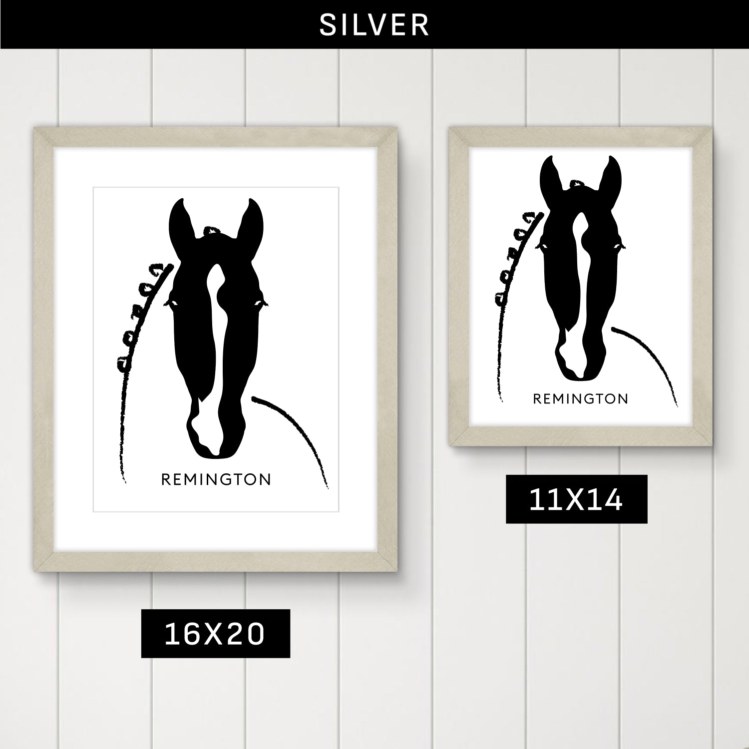 Custom Framed Horse Silhouette, Personalized with Your Horse's Markings
