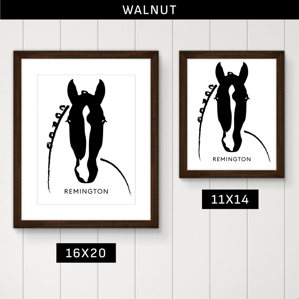 Custom Framed Horse Silhouette, Personalized with Your Horse's Markings