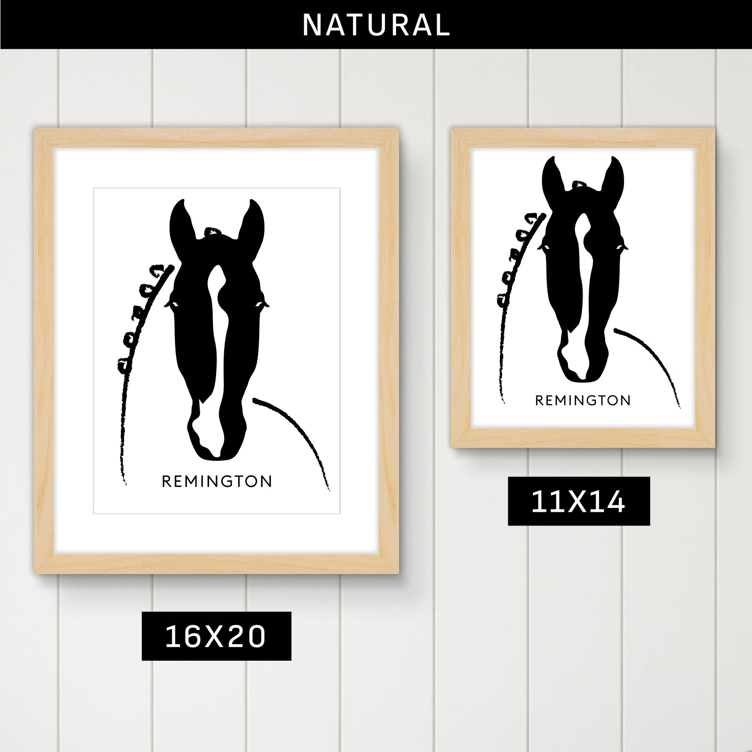 Custom Framed Horse Silhouette, Personalized with Your Horse's Markings