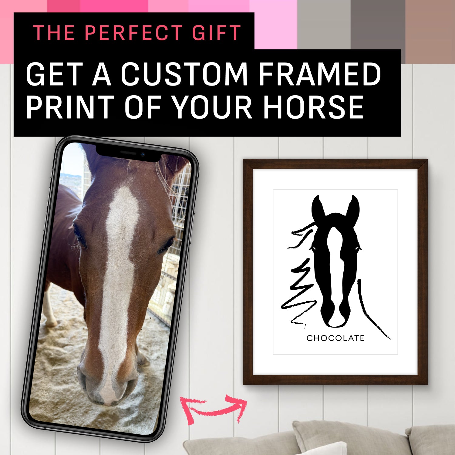 Custom Framed Horse Silhouette, Personalized with Your Horse's Markings