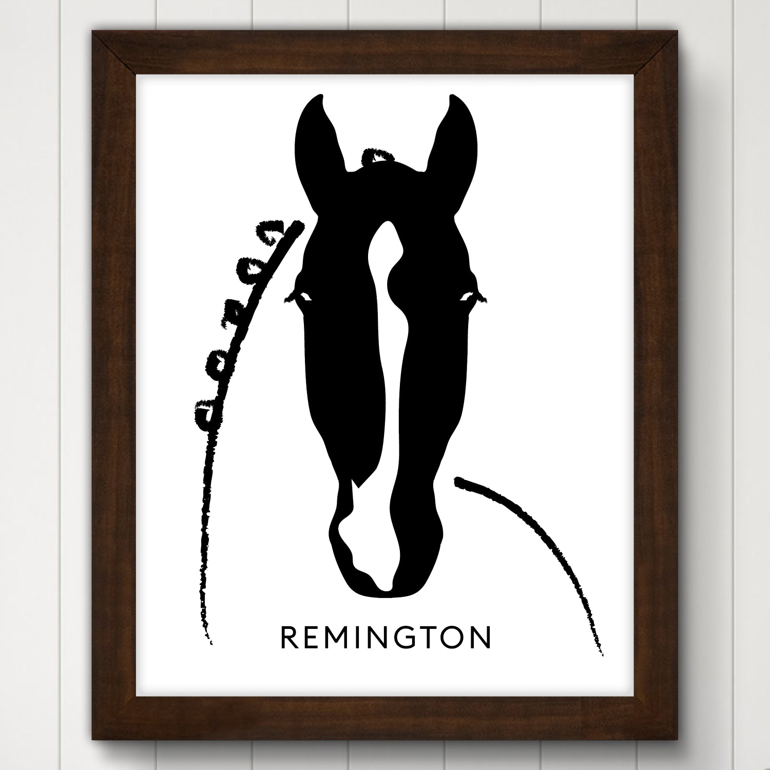 Custom Framed Horse Silhouette, Personalized with Your Horse's Markings