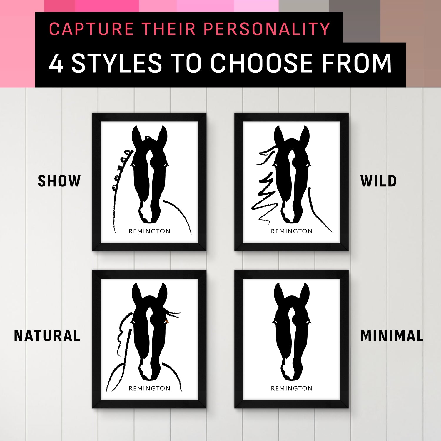 Custom Framed Horse Silhouette, Personalized with Your Horse's Markings