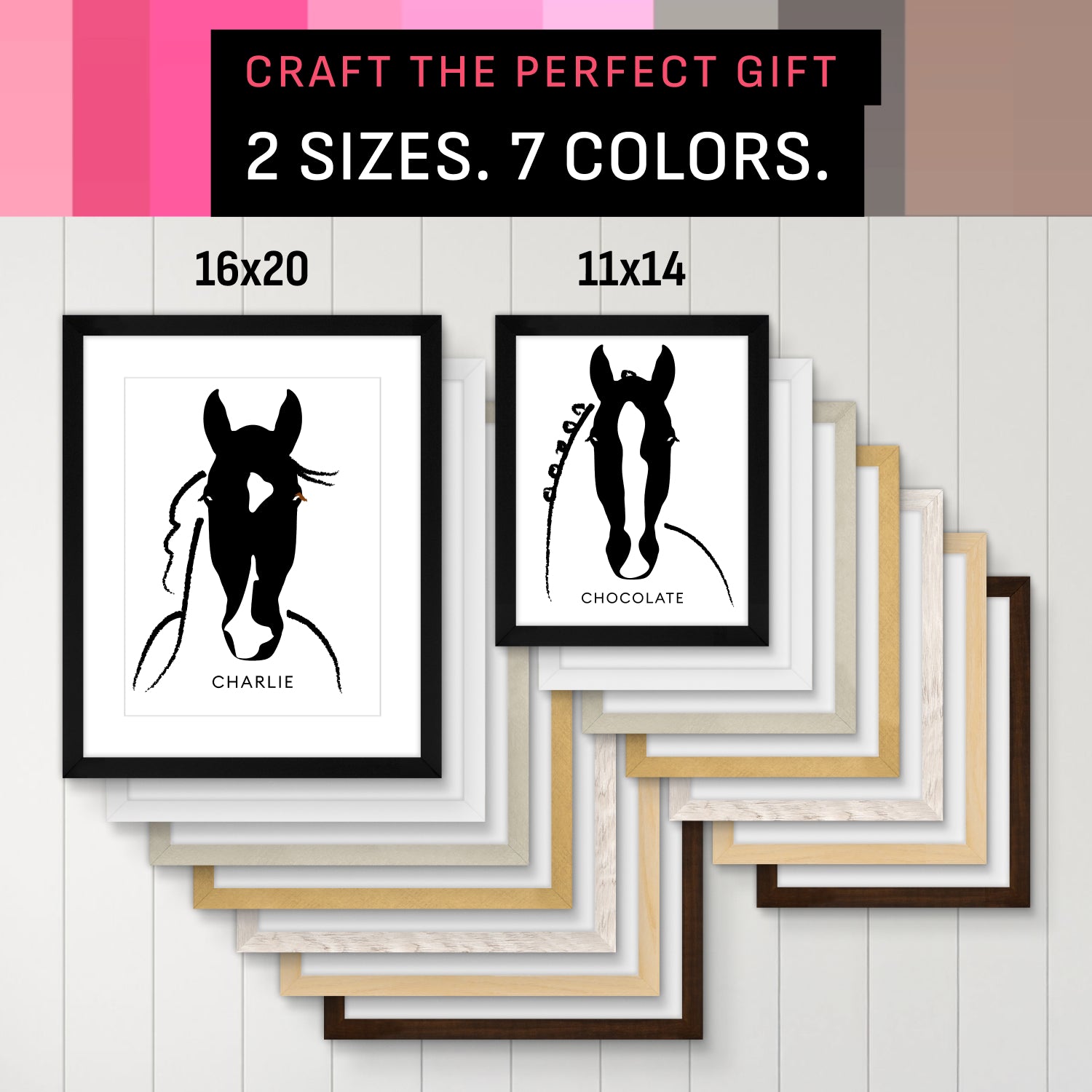 Custom Framed Horse Silhouette, Personalized with Your Horse's Markings