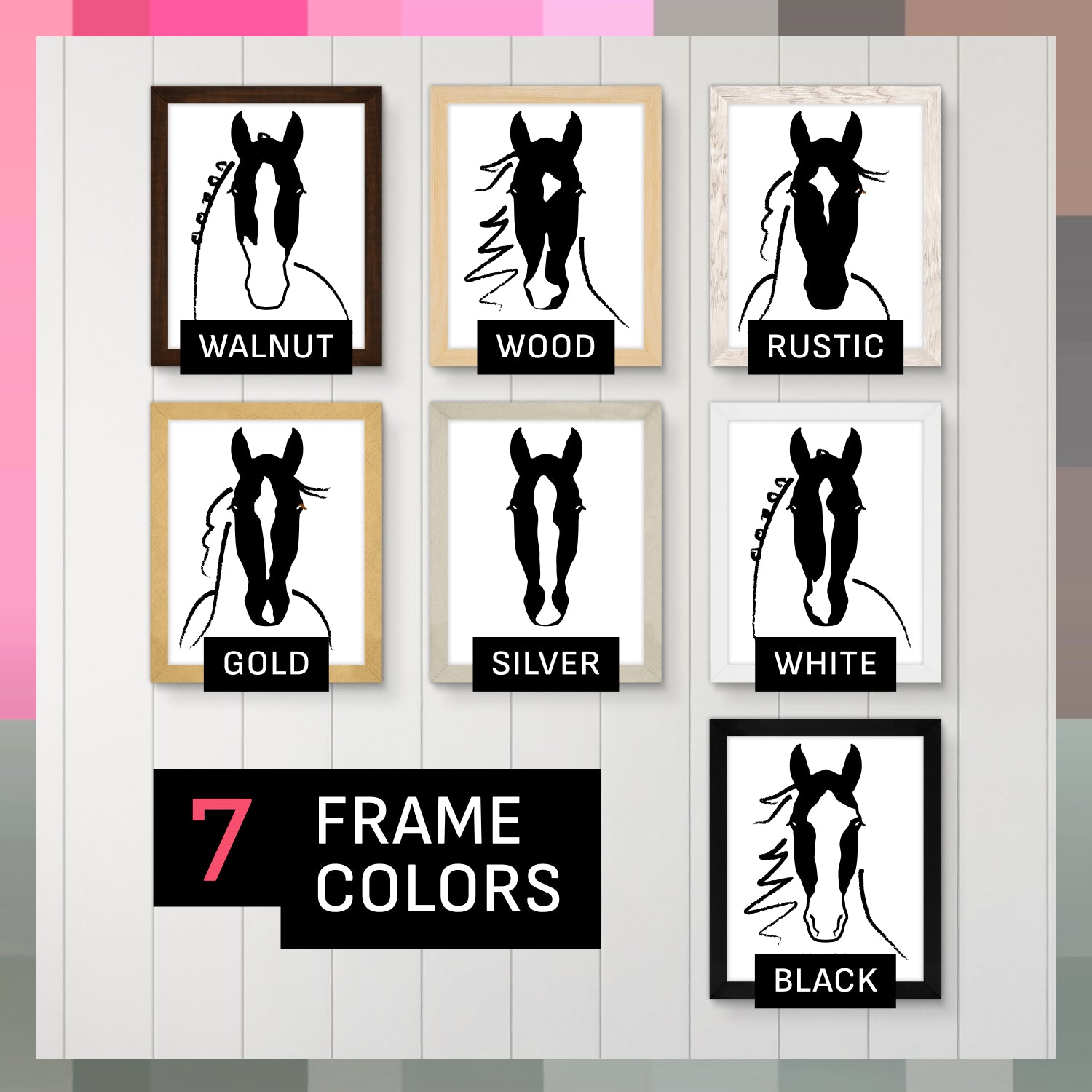 Custom Framed Horse Silhouette, Personalized with Your Horse's Markings