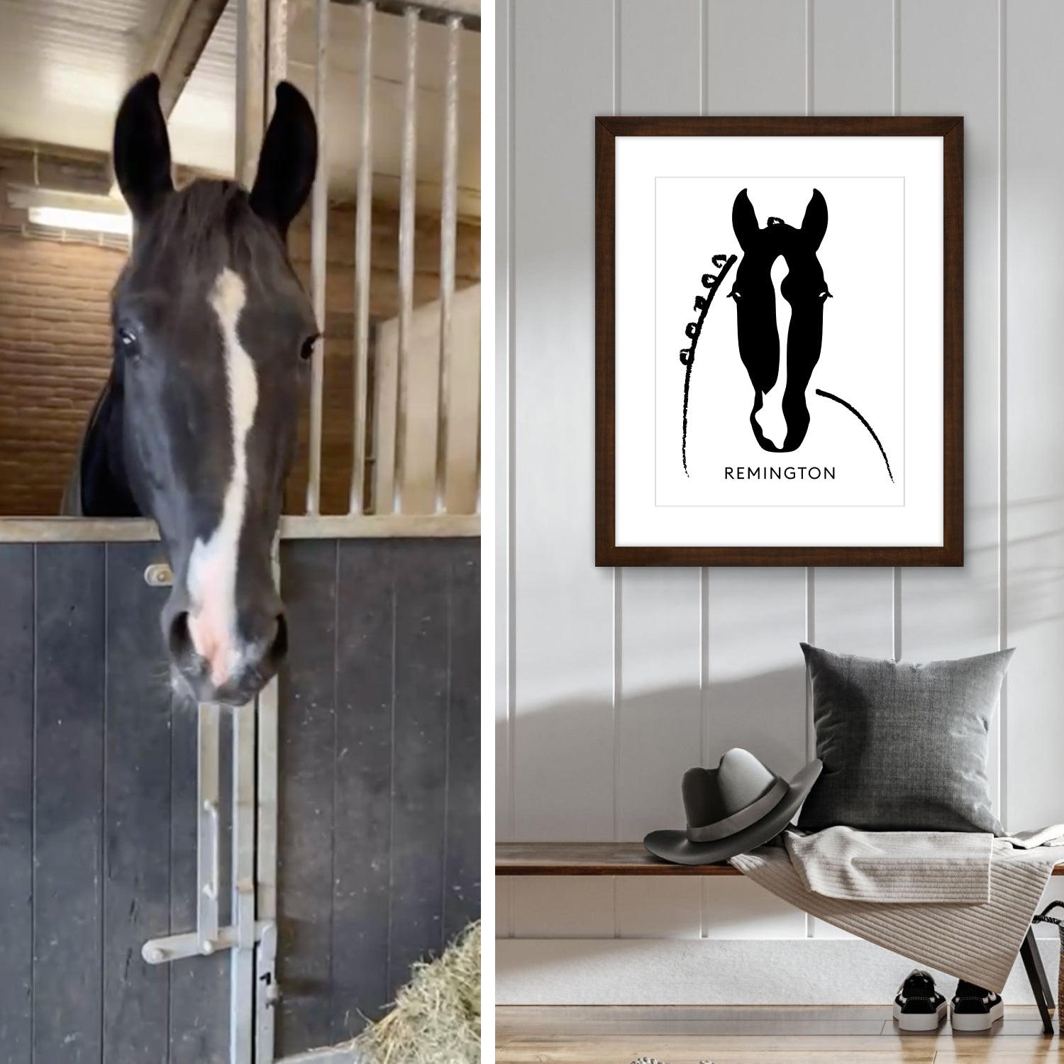 Custom Framed Horse Silhouette, Personalized with Your Horse's Markings